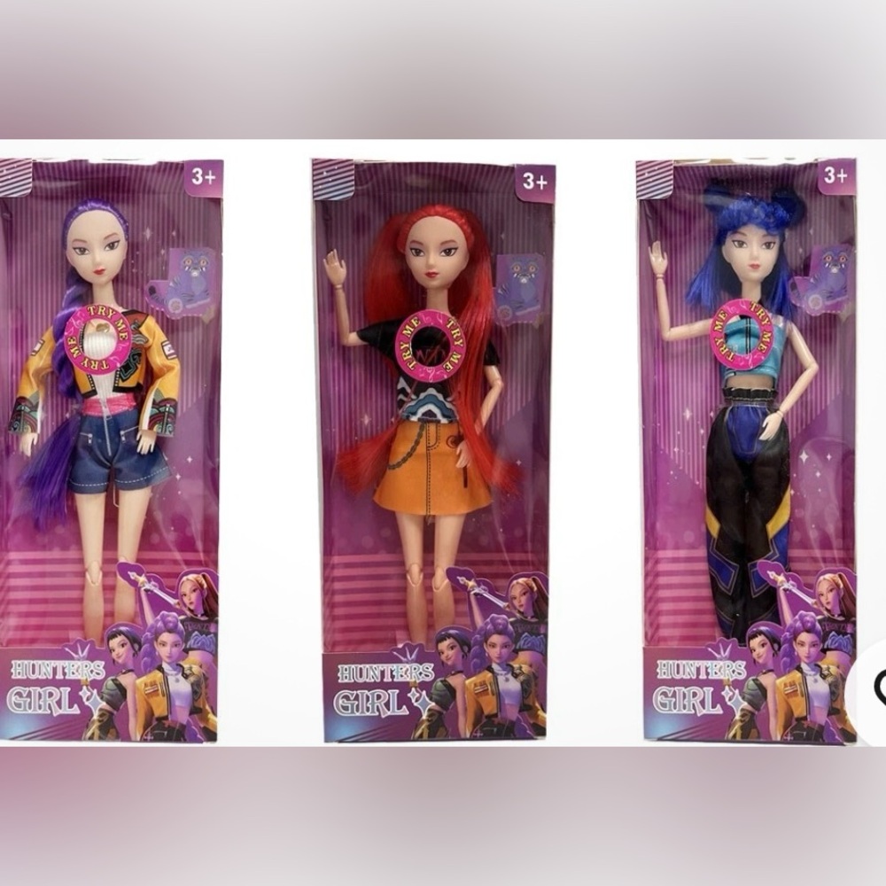 KPop Demon Hunters–Style Dolls (Set of 3) – Light Up + Sing “Golden” – NEW